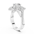 Floral Halo Round VVS Lab Diamond Wedding  Ring 1.59 CT