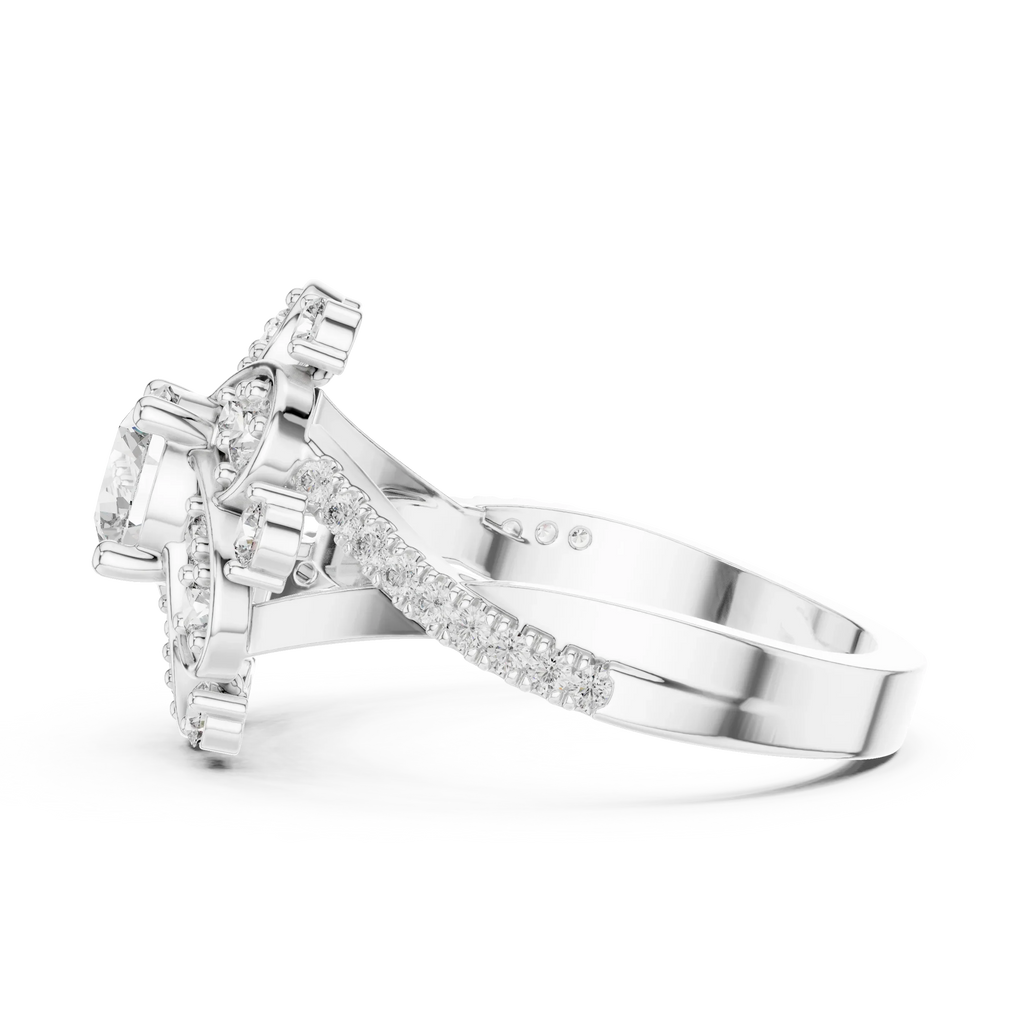 Floral Halo Round VVS Lab Diamond Wedding  Ring 1.59 CT