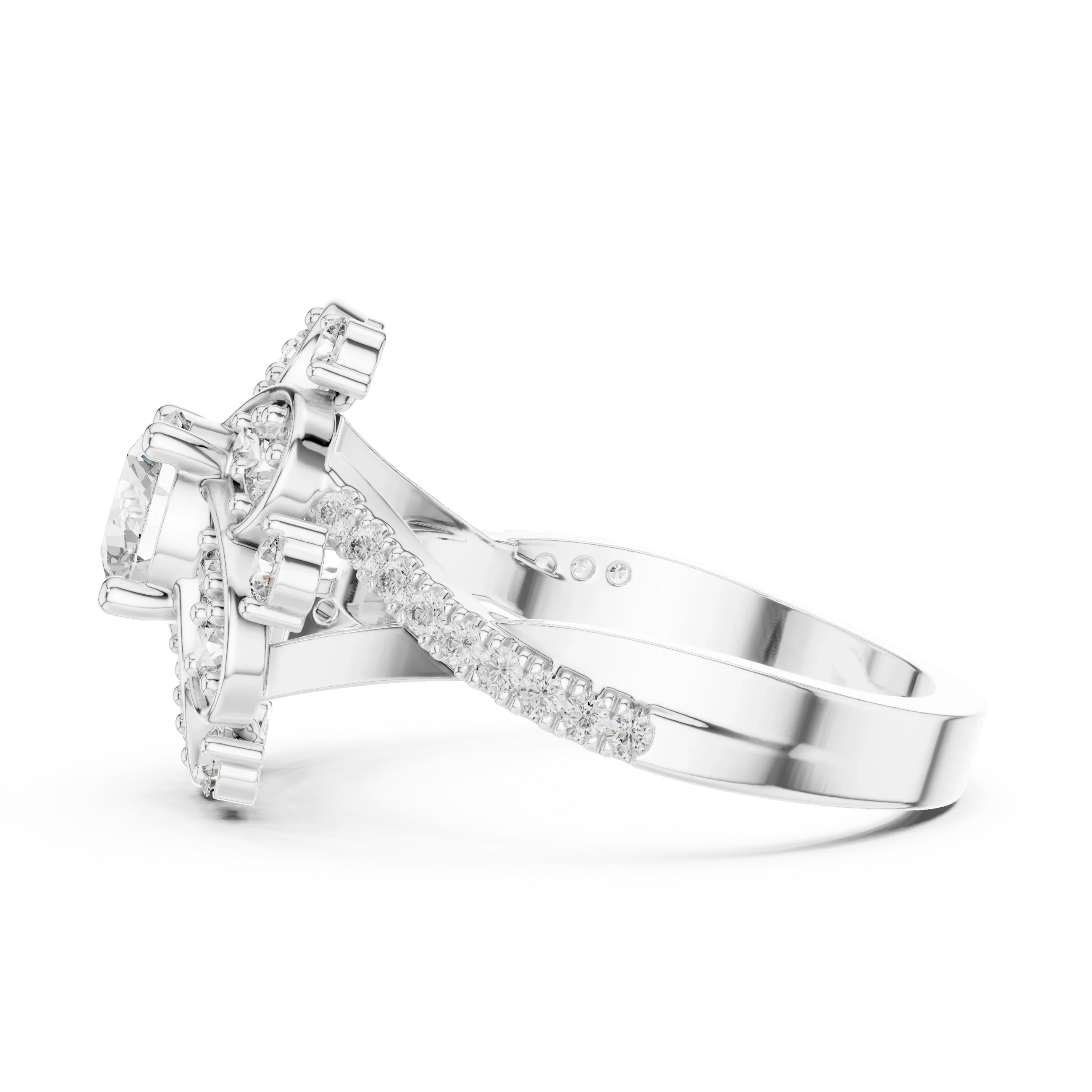 Floral Halo Round VVS Lab Diamond Wedding  Ring 1.59 CT