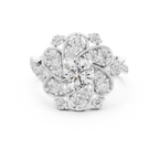 Floral Halo Round VVS Lab Diamond Wedding  Ring 1.59 CT