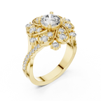 Floral Halo Round VVS Lab Diamond Wedding  Ring 1.59 CT