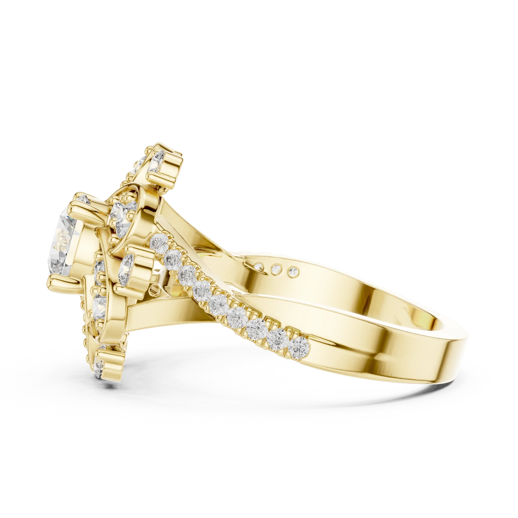 Floral Halo Round VVS Lab Diamond Wedding  Ring 1.59 CT