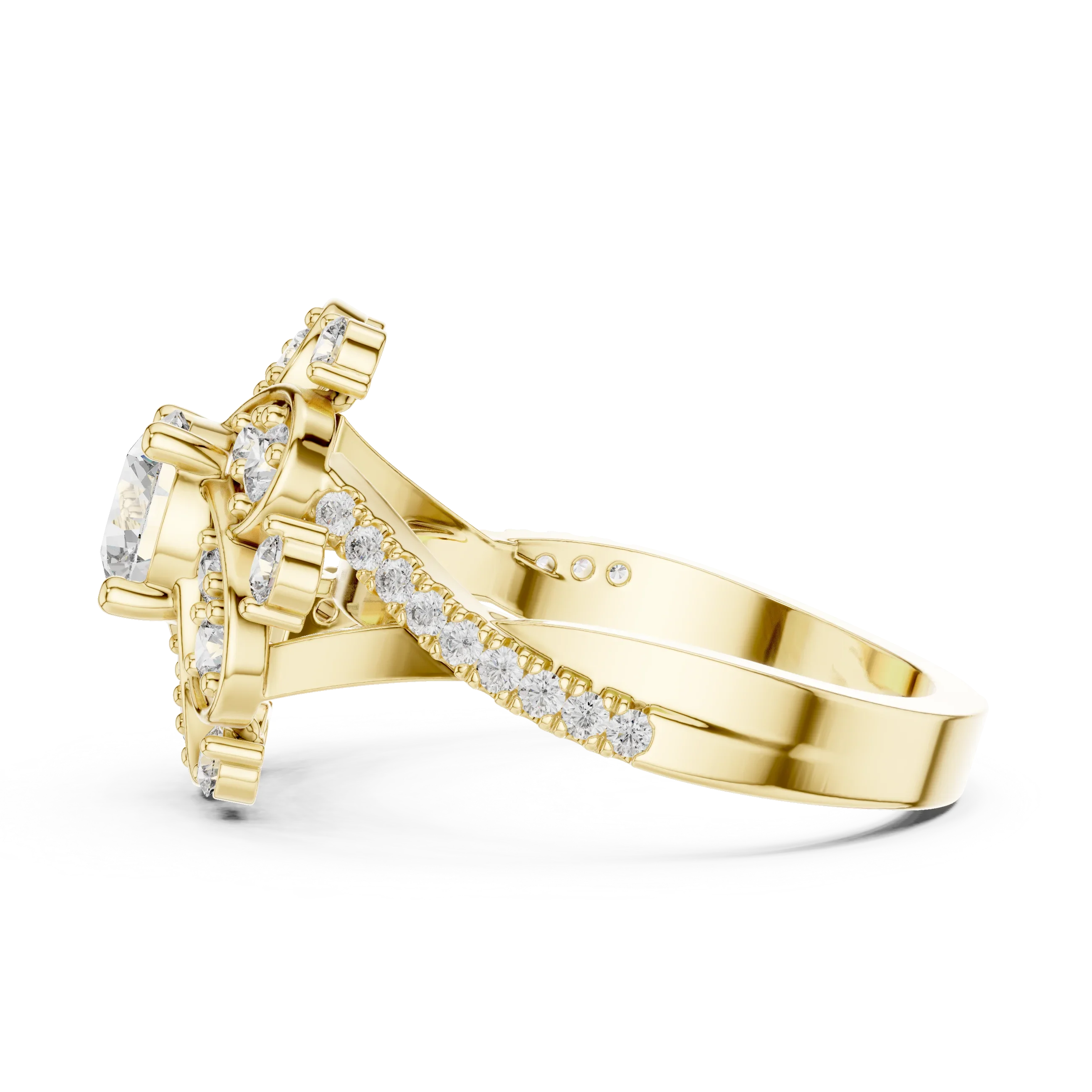 Floral Halo Round VVS Lab Diamond Wedding  Ring 1.59 CT