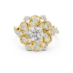 Floral Halo Round VVS Lab Diamond Wedding  Ring 1.59 CT