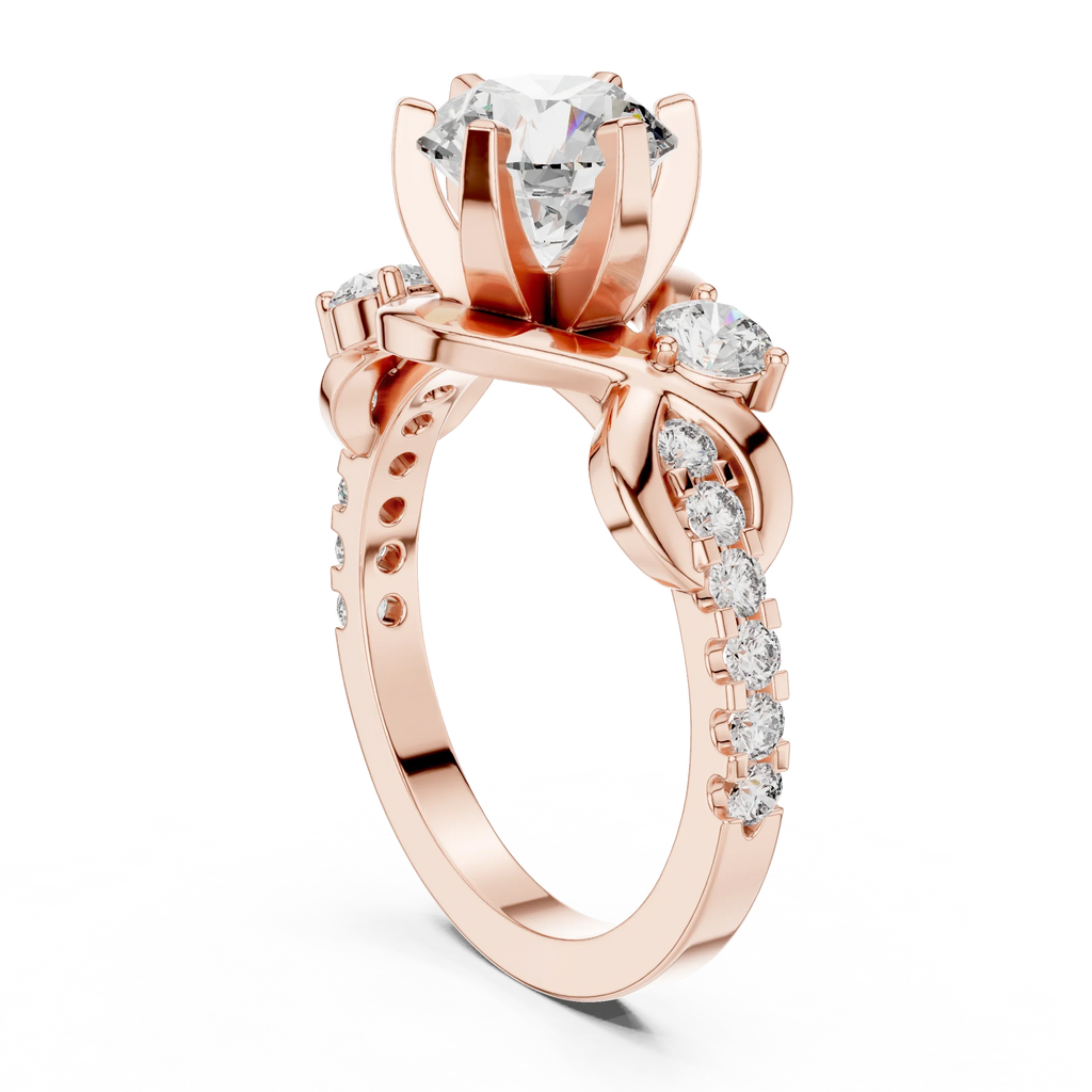 2.07 CT Round Lab Grown Bypass Engagement Ring Twisted Pave Band
