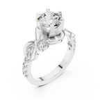 2.07 CT Round Lab Grown Bypass Engagement Ring Twisted Pave Band