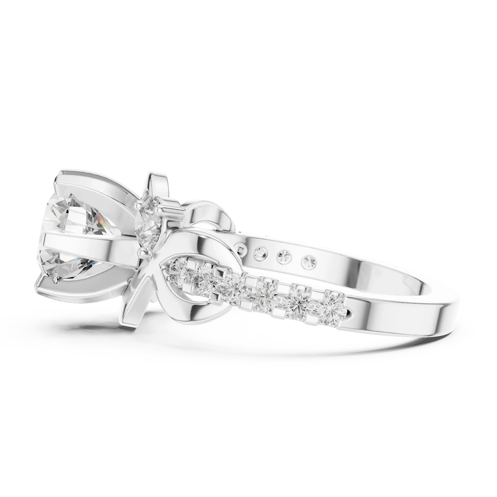 2.07 CT Round Lab Grown Bypass Engagement Ring Twisted Pave Band