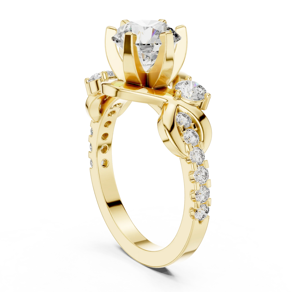 2.07 CT Round Lab Grown Bypass Engagement Ring Twisted Pave Band