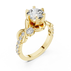 2.07 CT Round Lab Grown Bypass Engagement Ring Twisted Pave Band
