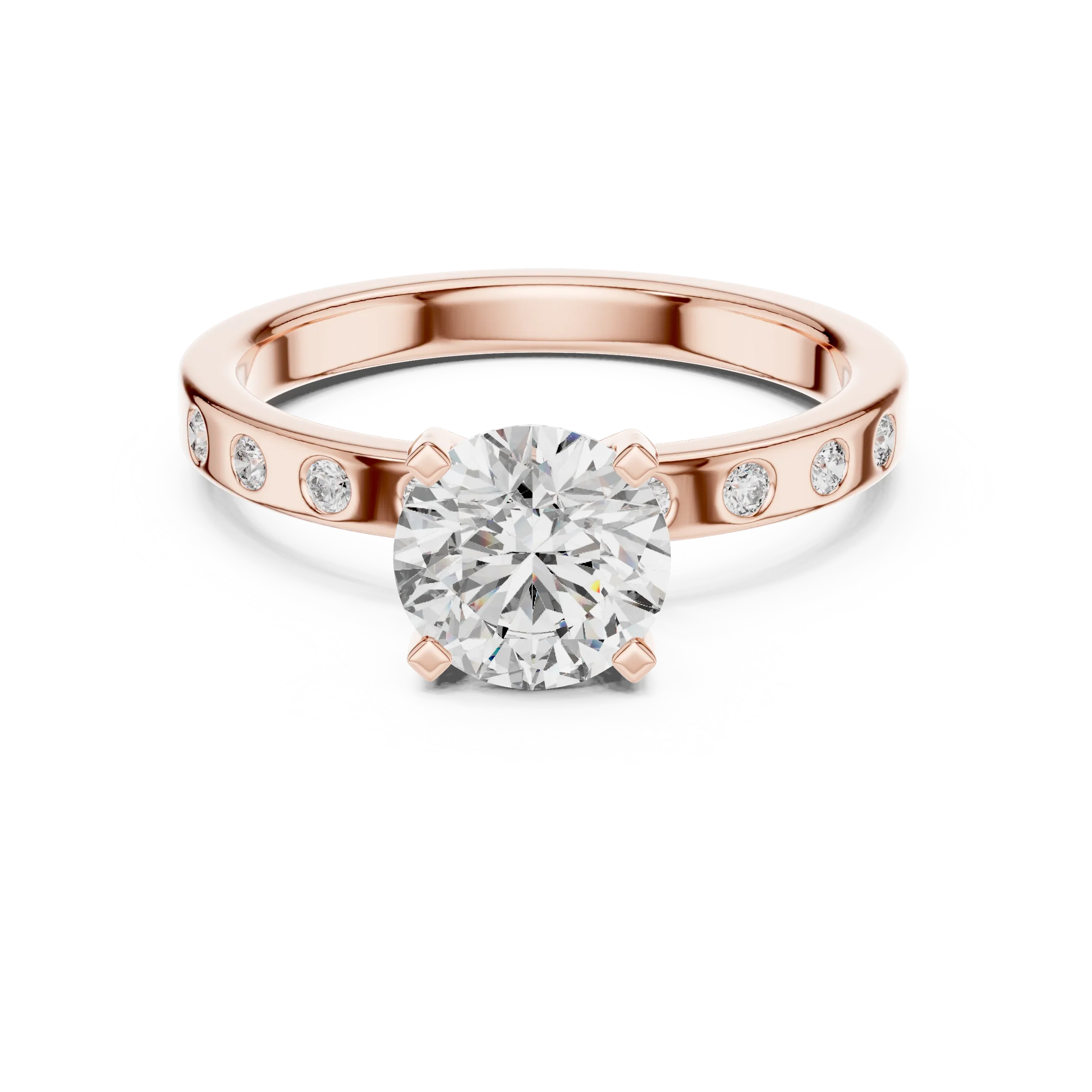 Modern Round Lab Diamond Handcrafted Engagement Ring