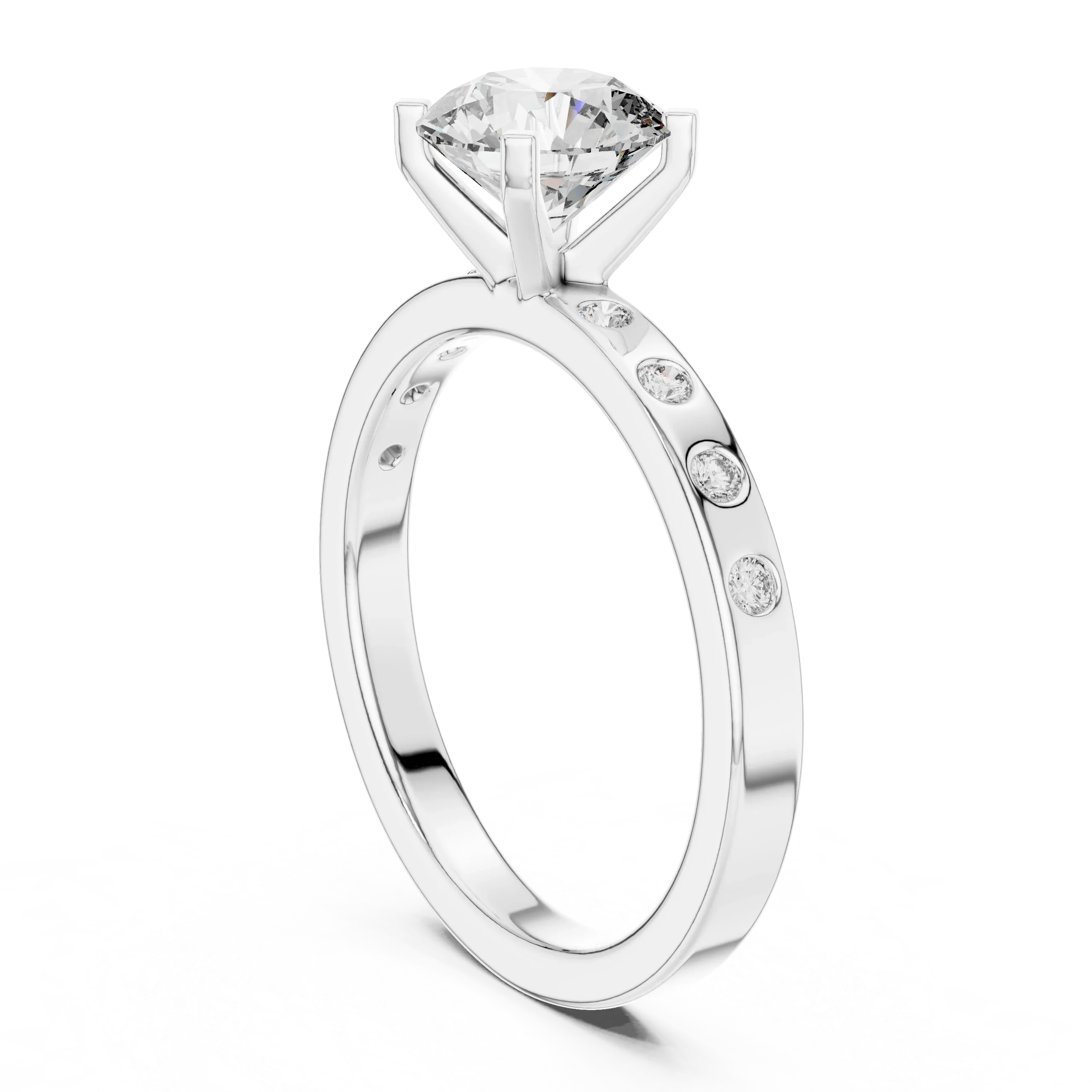 Modern Round Lab Diamond Handcrafted Engagement Ring