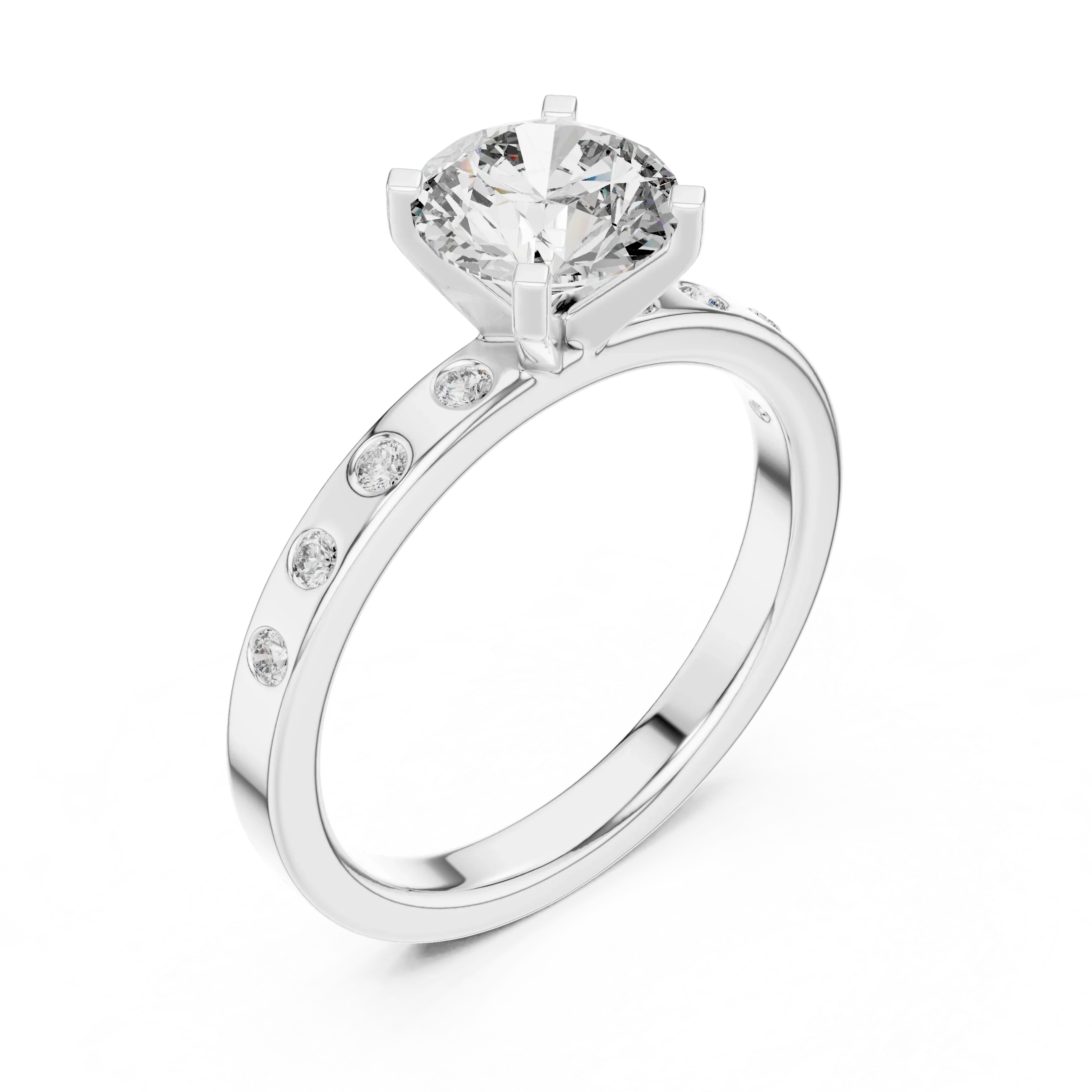 Modern Round Lab Diamond Handcrafted Engagement Ring