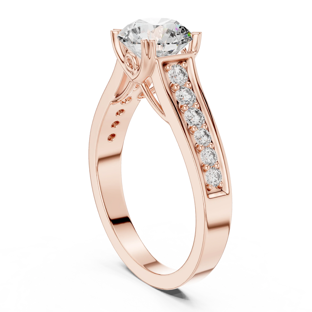 925 Silver Round Moissanite Cathedral Ring 1.66 CT
