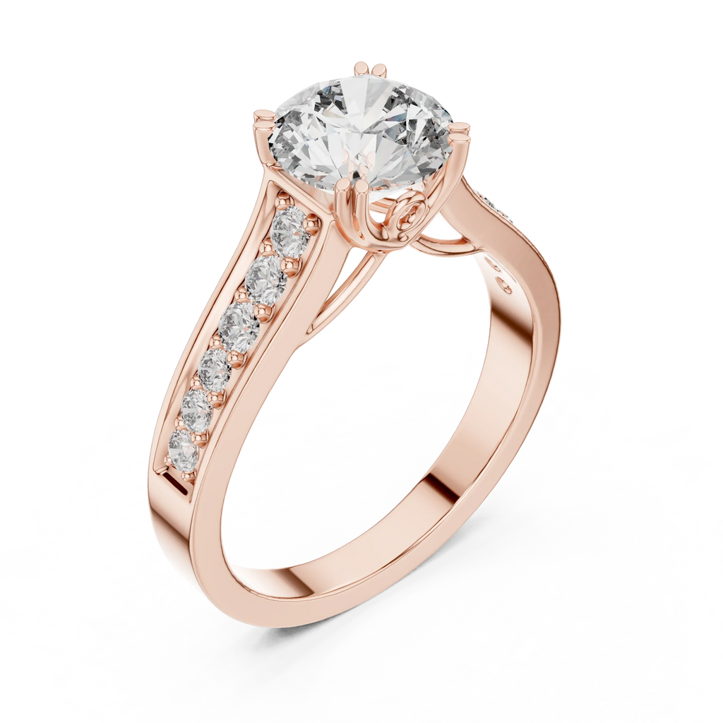 925 Silver Round Moissanite Cathedral Ring 1.66 CT