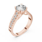 925 Silver Round Moissanite Cathedral Ring 1.66 CT