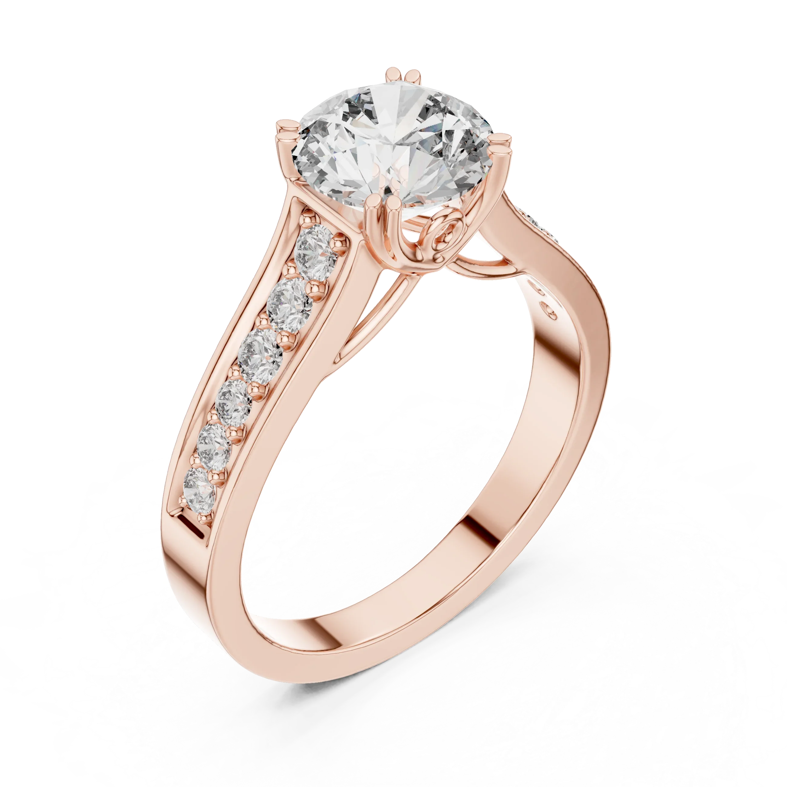925 Silver Round Moissanite Cathedral Ring 1.66 CT