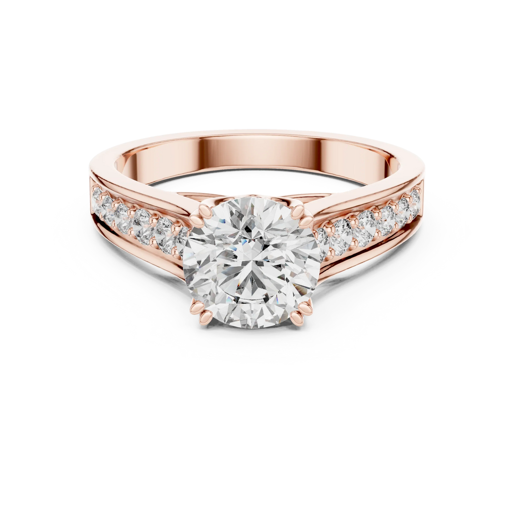 925 Silver Round Moissanite Cathedral Ring 1.66 CT