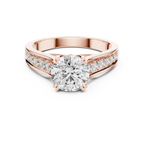 925 Silver Round Moissanite Cathedral Ring 1.66 CT
