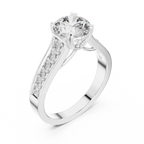 925 Silver Round Moissanite Cathedral Ring 1.66 CT