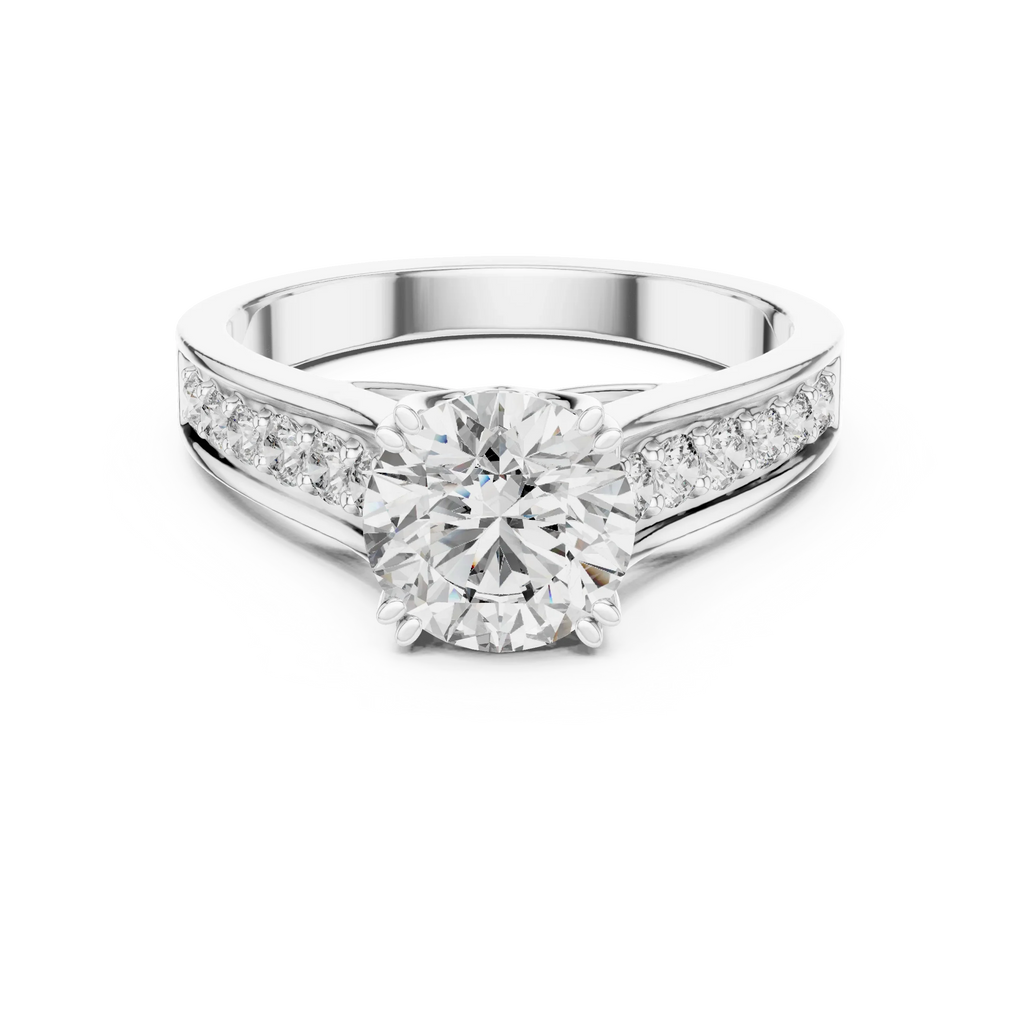 925 Silver Round Moissanite Cathedral Ring 1.66 CT