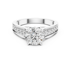 925 Silver Round Moissanite Cathedral Ring 1.66 CT