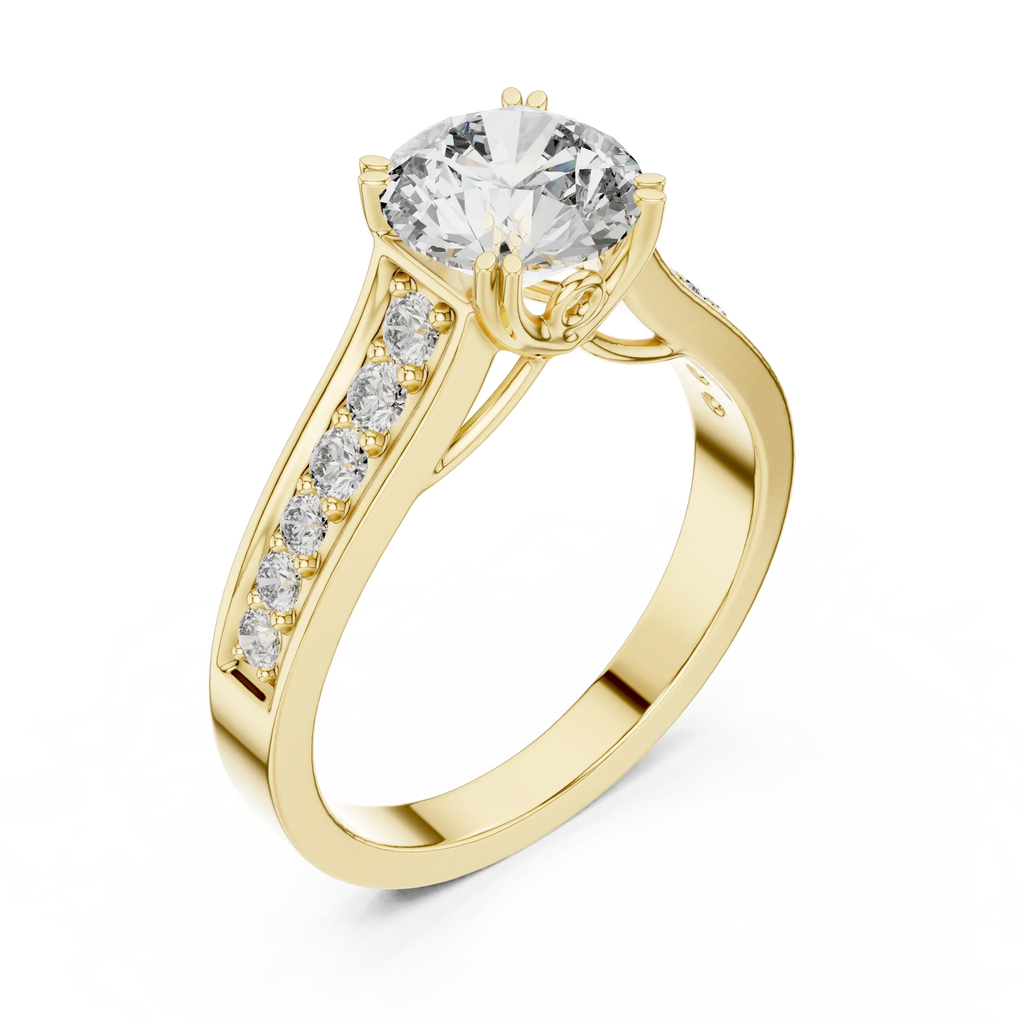 925 Silver Round Moissanite Cathedral Ring 1.66 CT