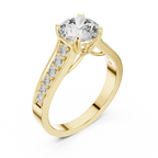 925 Silver Round Moissanite Cathedral Ring 1.66 CT