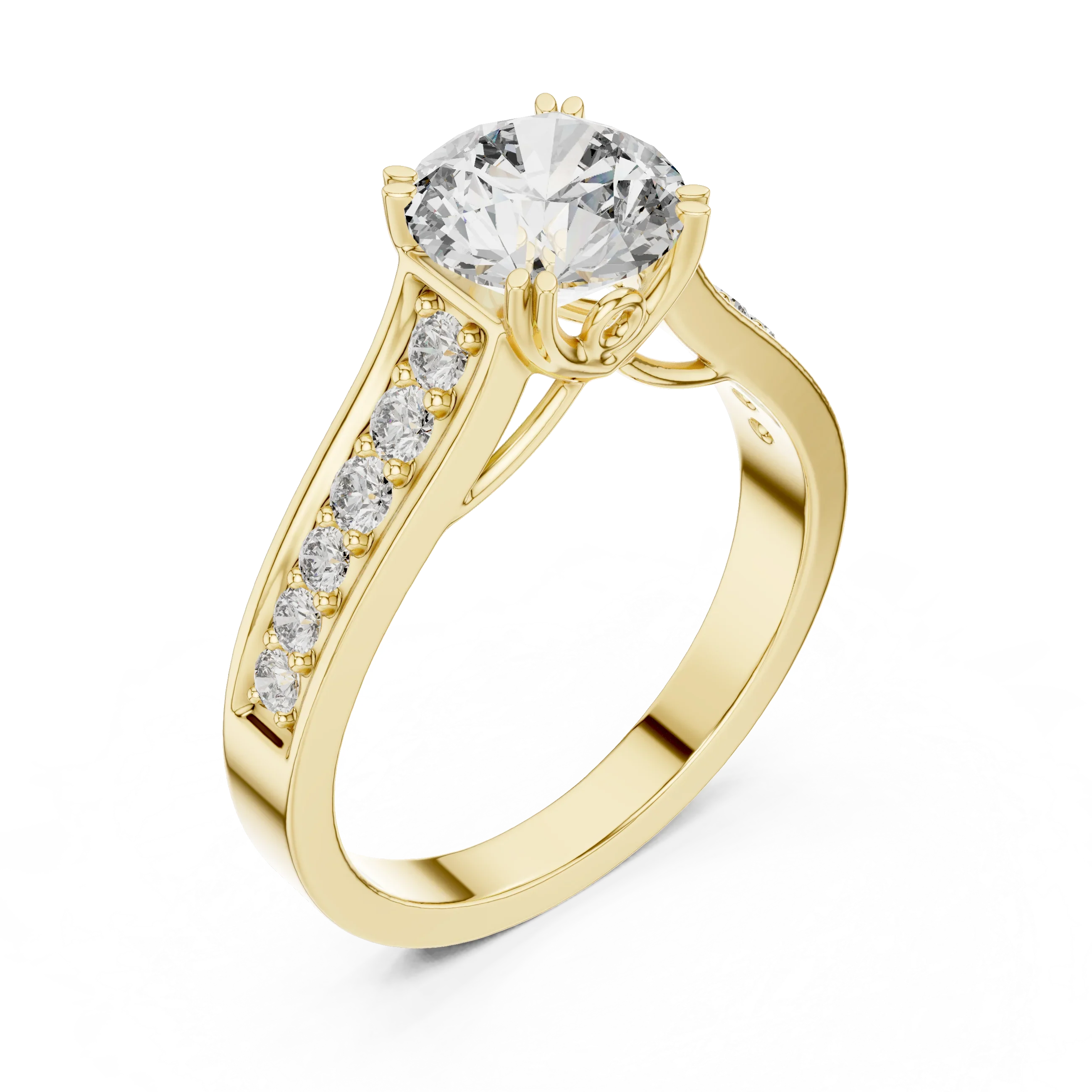 925 Silver Round Moissanite Cathedral Ring 1.66 CT