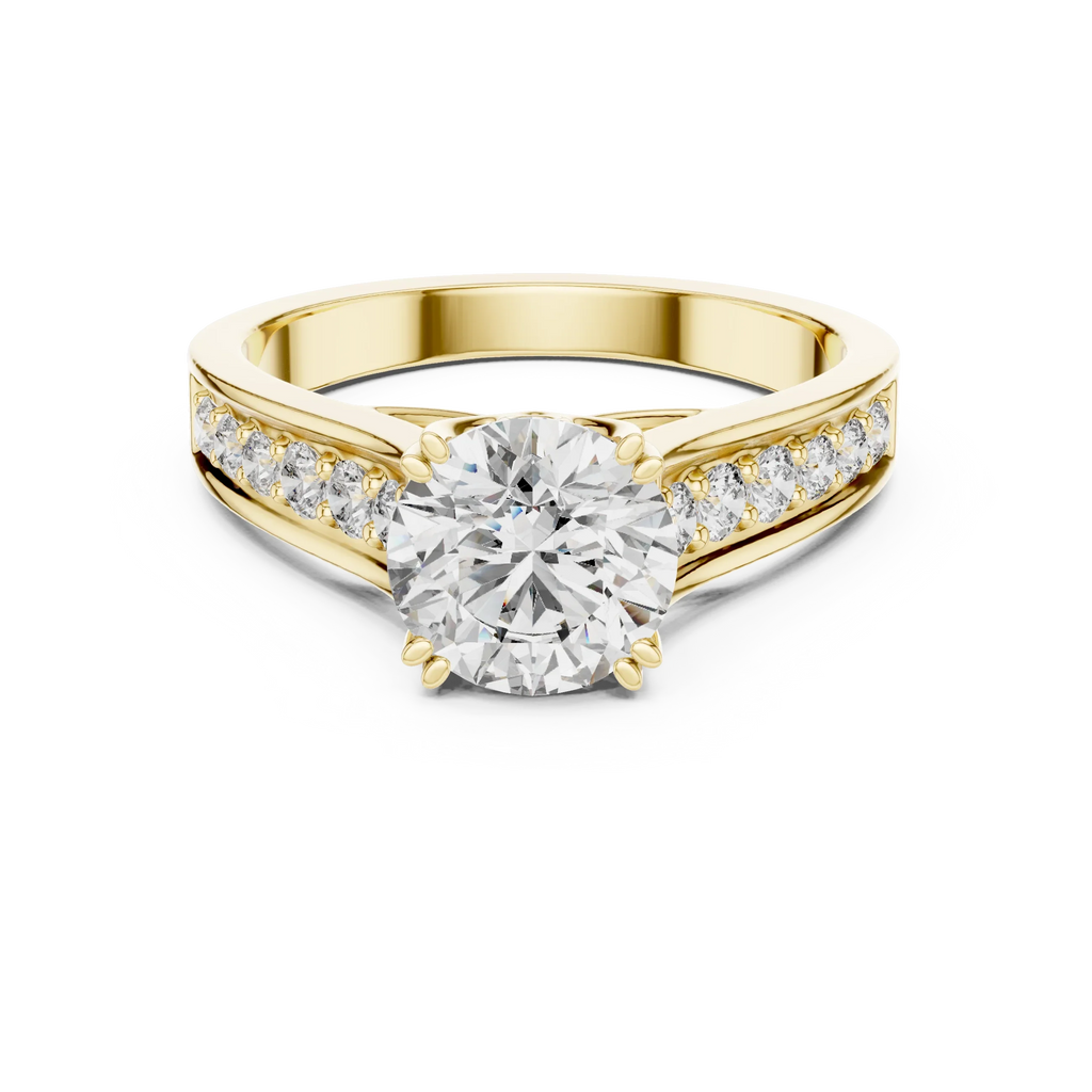 925 Silver Round Moissanite Cathedral Ring 1.66 CT