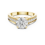 925 Silver Round Moissanite Cathedral Ring 1.66 CT