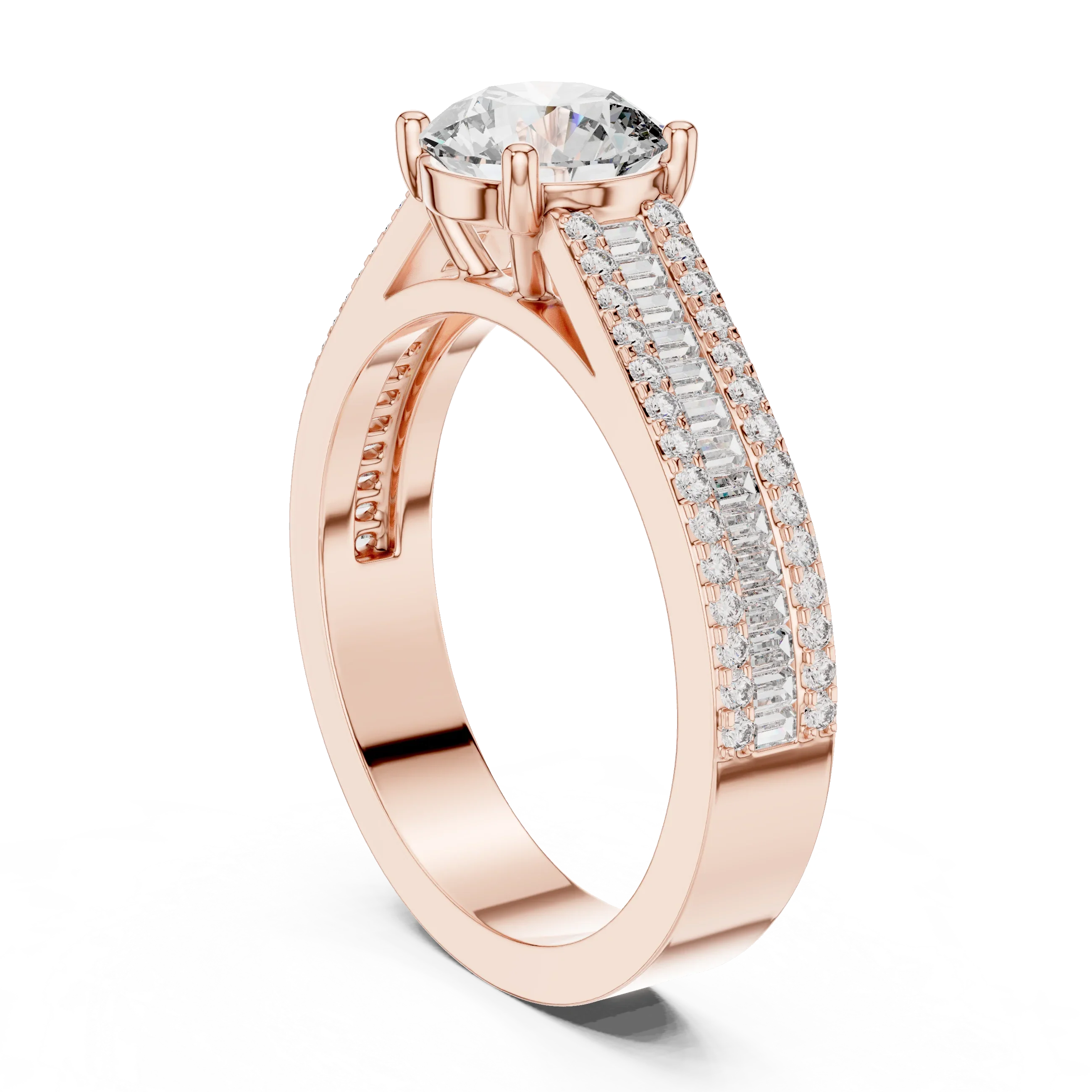 1.58 CT 14K Gold Cathedral Round Lab Diamond Engagement Ring