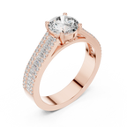 1.58 CT 14K Gold Cathedral Round Lab Diamond Engagement Ring