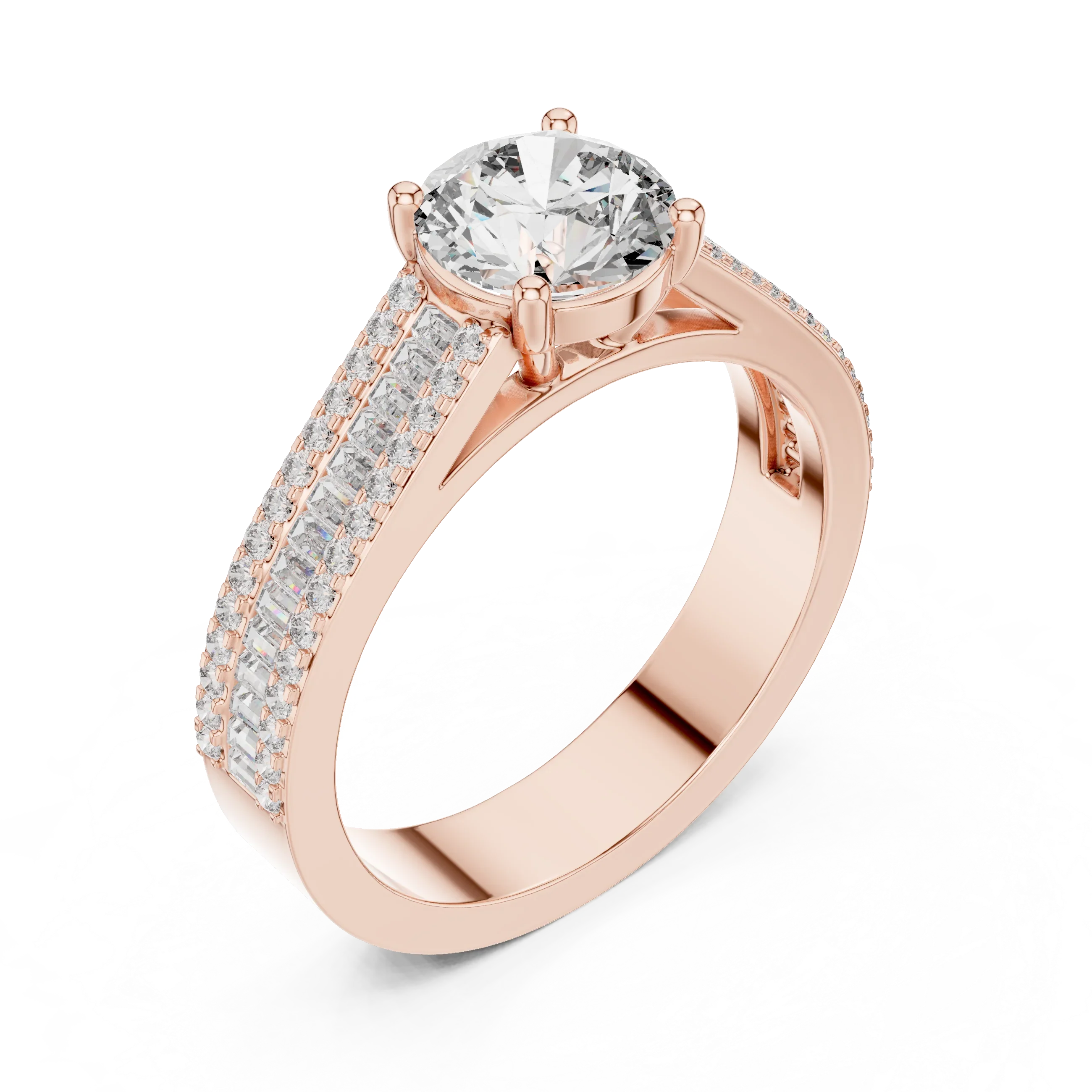 1.58 CT 14K Gold Cathedral Round Lab Diamond Engagement Ring