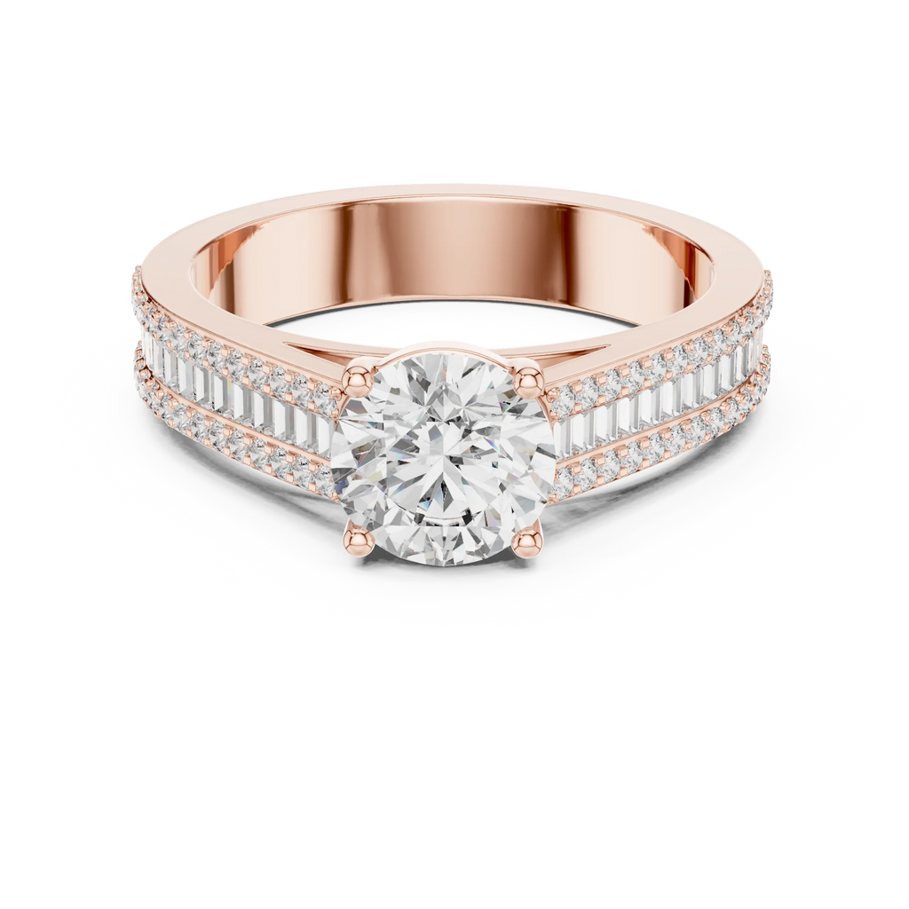 1.58 CT 14K Gold Cathedral Round Lab Diamond Engagement Ring
