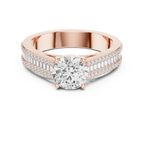 1.58 CT 14K Gold Cathedral Round Lab Diamond Engagement Ring