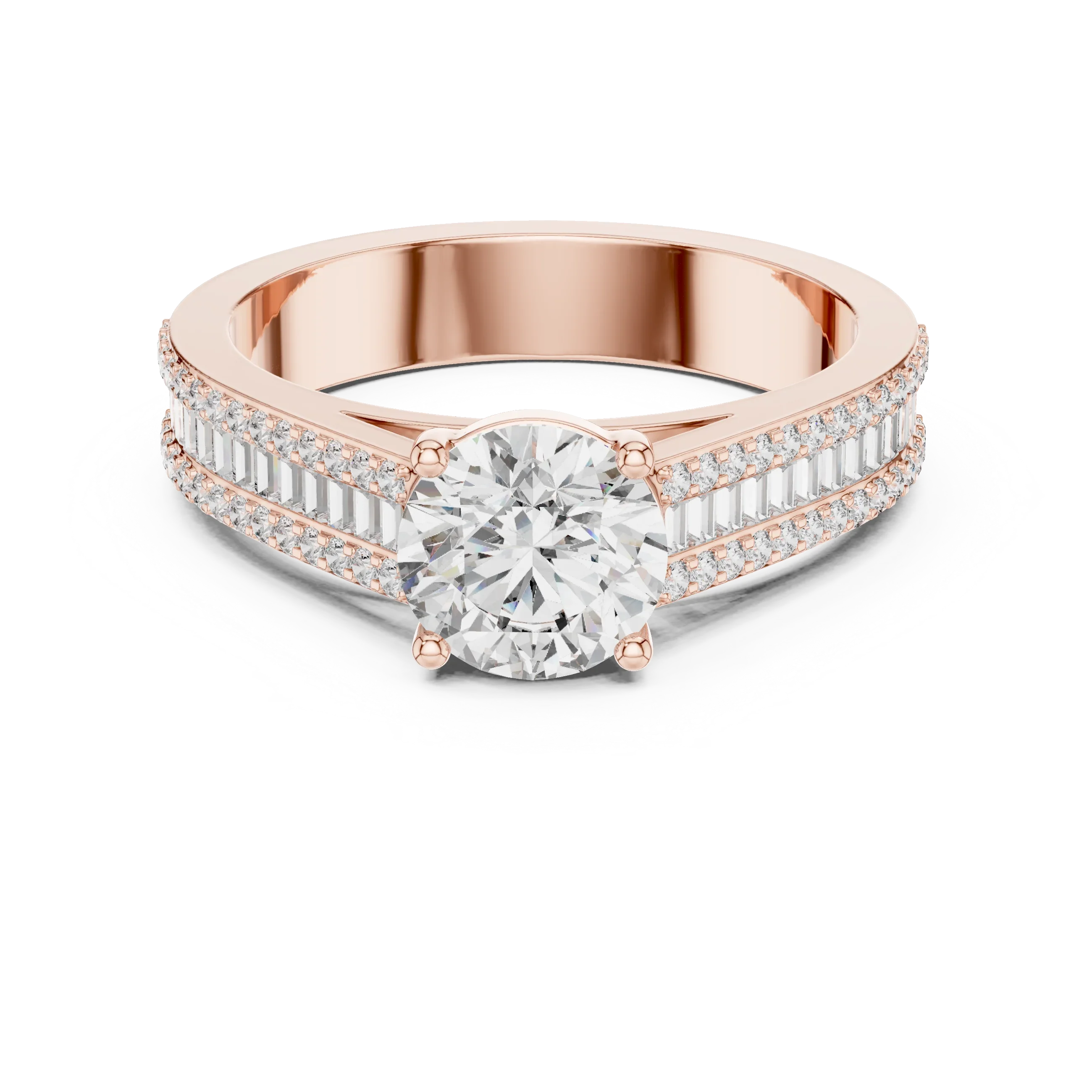 1.58 CT 14K Gold Cathedral Round Lab Diamond Engagement Ring
