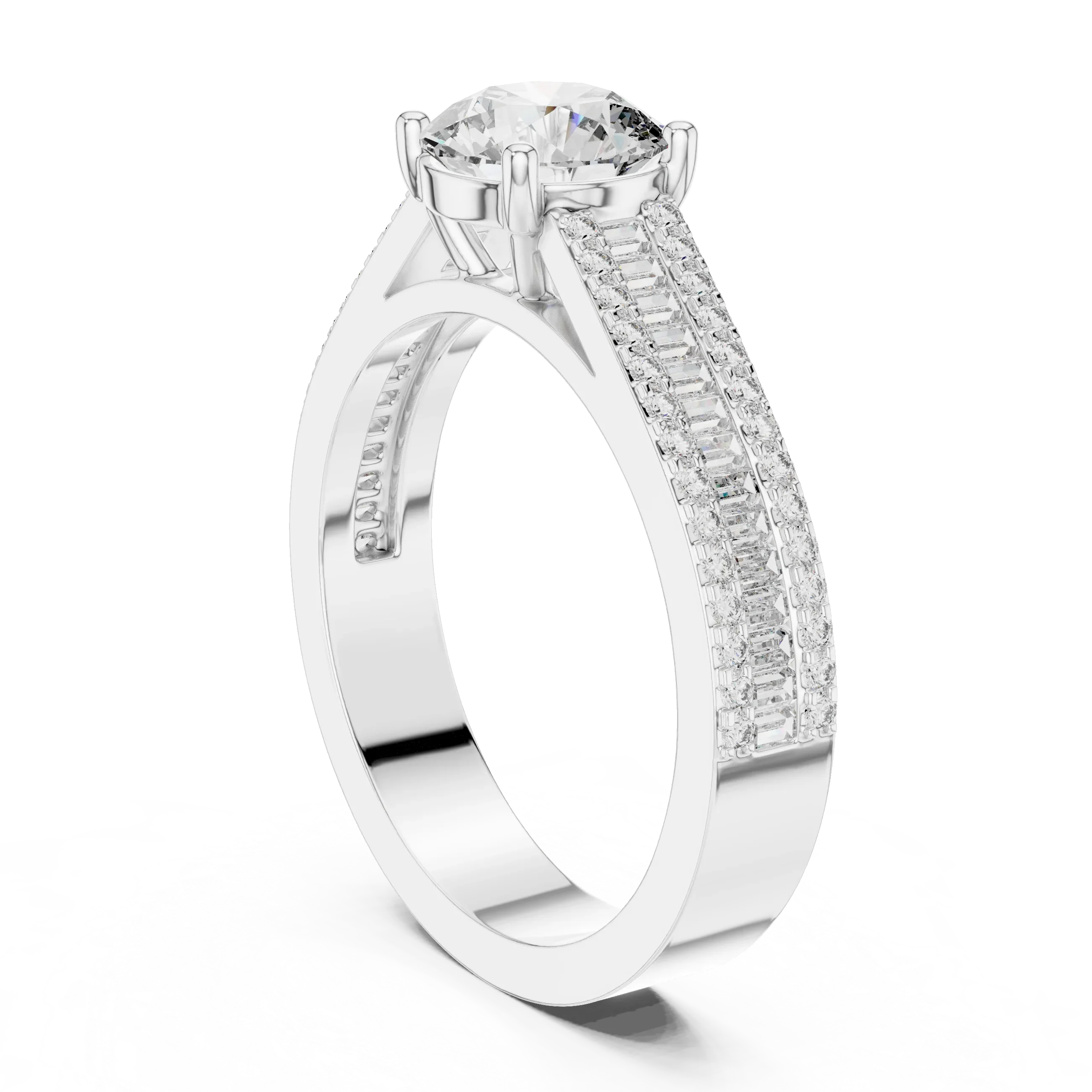 1.58 CT 14K Gold Cathedral Round Lab Diamond Engagement Ring