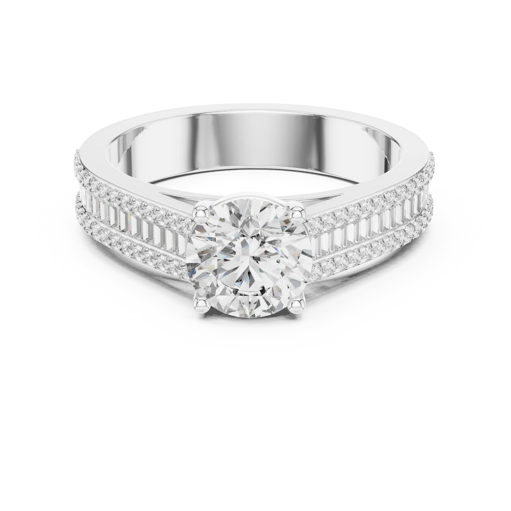 1.58 CT 14K Gold Cathedral Round Lab Diamond Engagement Ring