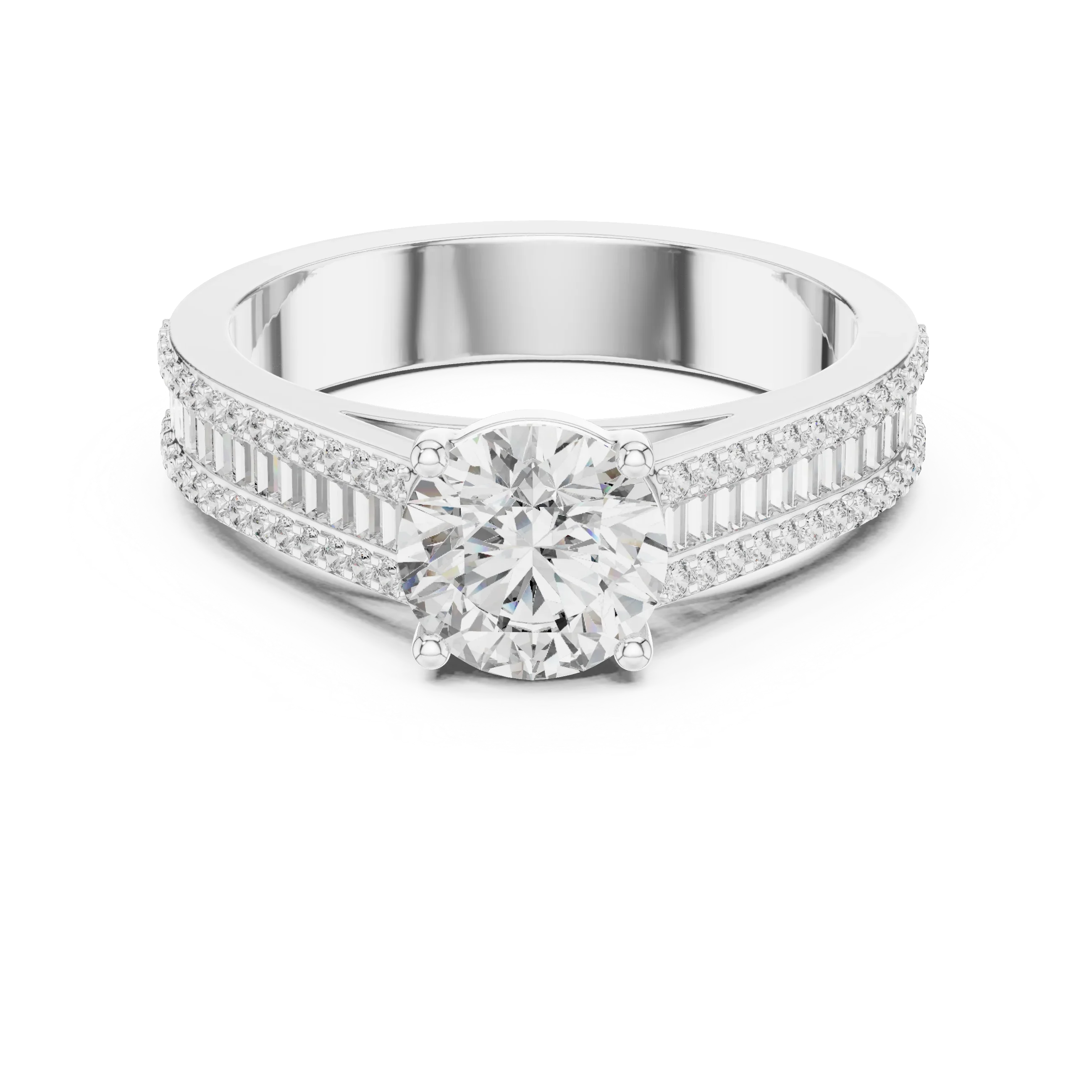 1.58 CT 14K Gold Cathedral Round Lab Diamond Engagement Ring