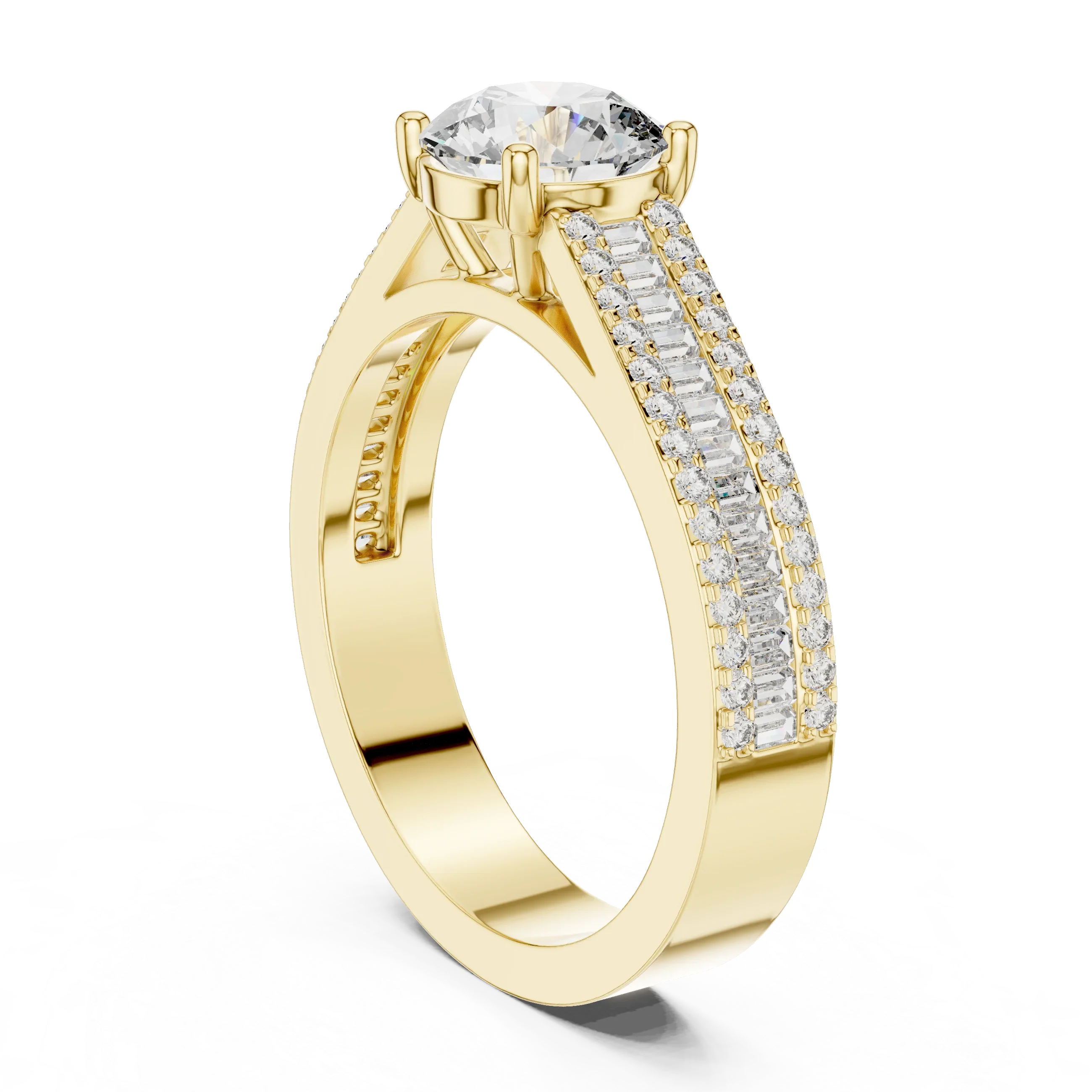 1.58 CT 14K Gold Cathedral Round Lab Diamond Engagement Ring