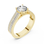 1.58 CT 14K Gold Cathedral Round Lab Diamond Engagement Ring