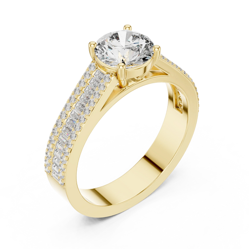 1.58 CT 14K Gold Cathedral Round Lab Diamond Engagement Ring