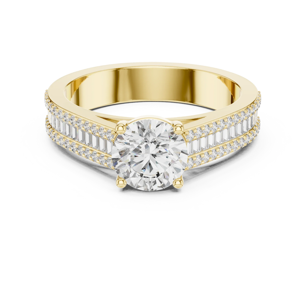 1.58 CT 14K Gold Cathedral Round Lab Diamond Engagement Ring