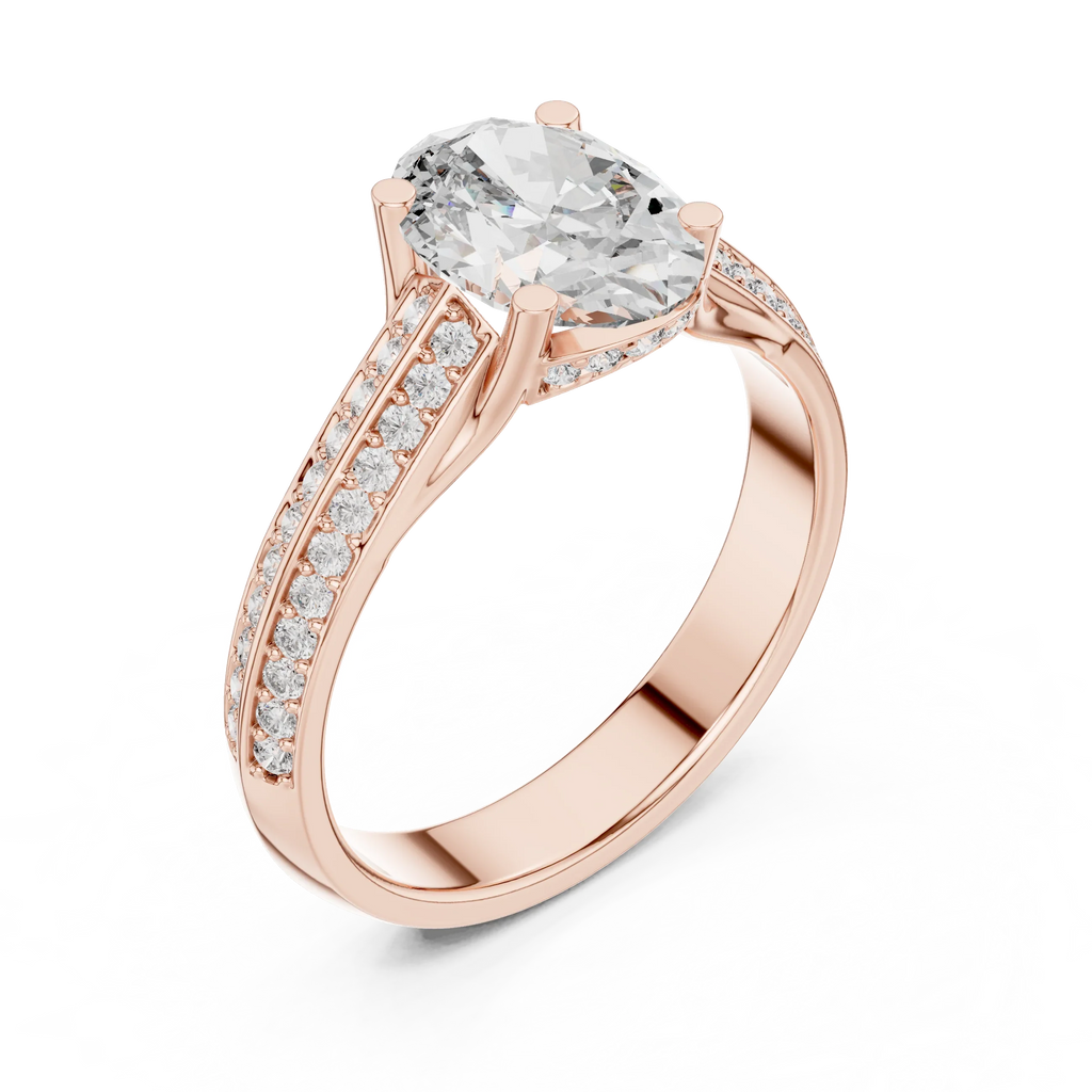 Handcrafted Oval Lab Diamond Engagement Ring 1.86 CT