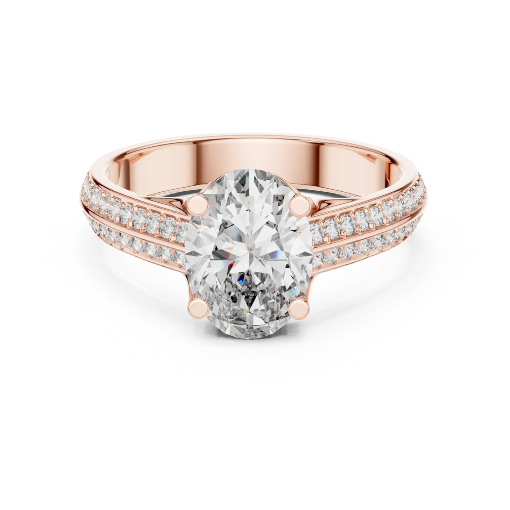 Handcrafted Oval Lab Diamond Engagement Ring 1.86 CT