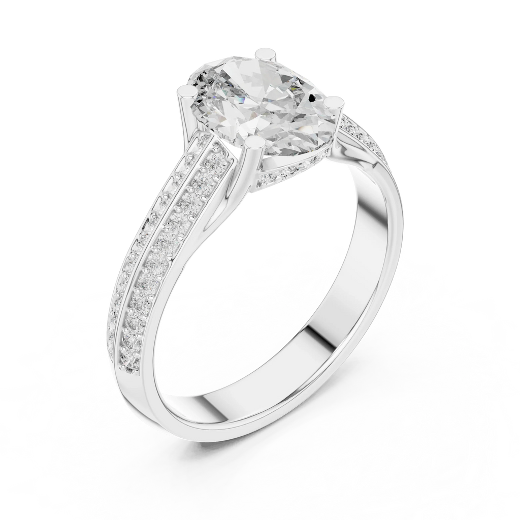 Handcrafted Oval Lab Diamond Engagement Ring 1.86 CT