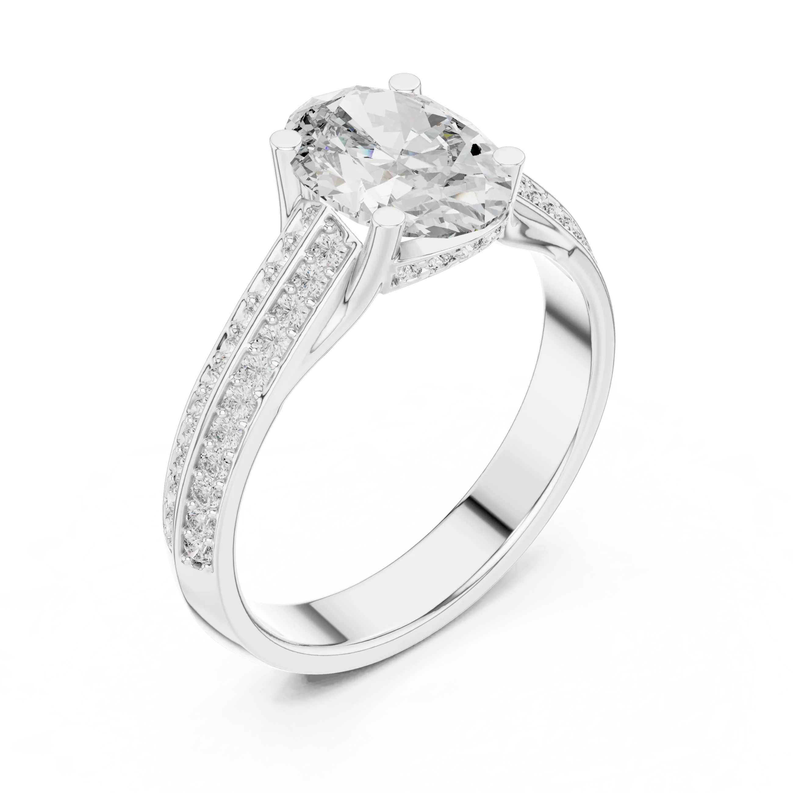 Handcrafted Oval Lab Diamond Engagement Ring 1.86 CT