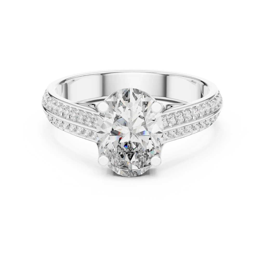Handcrafted Oval Lab Diamond Engagement Ring 1.86 CT