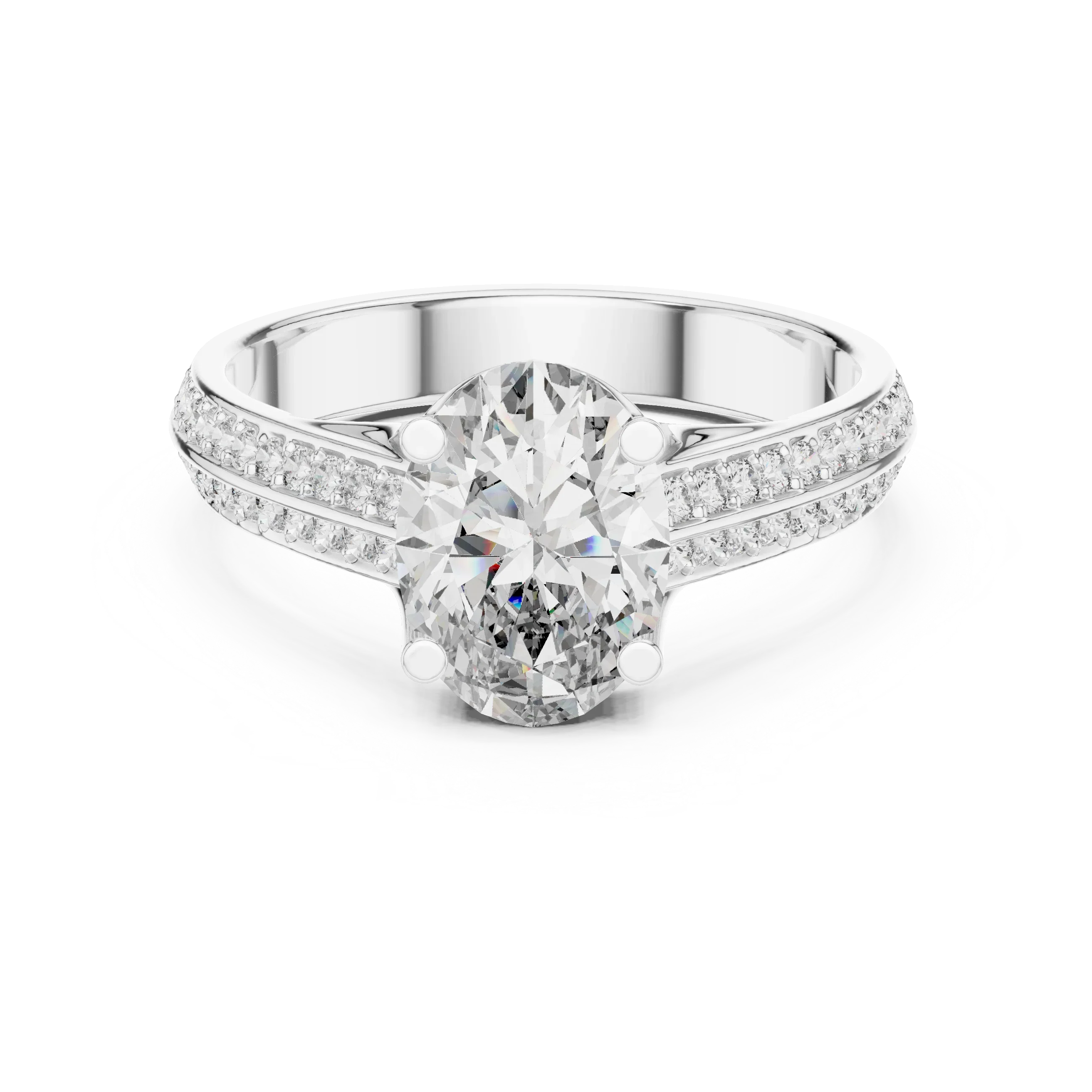 Handcrafted Oval Lab Diamond Engagement Ring 1.86 CT