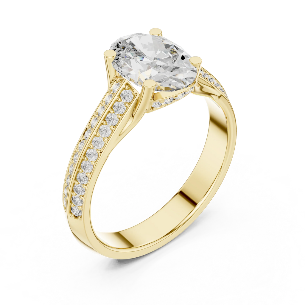 Handcrafted Oval Lab Diamond Engagement Ring 1.86 CT
